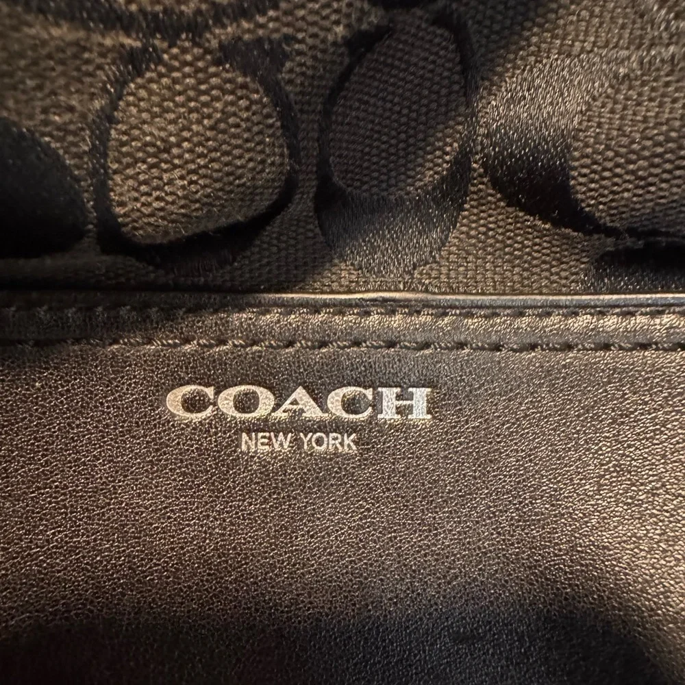 Coach F51381 25380 Black Signature Jacquard Leather Hobo Crossbody Shoulder Bag